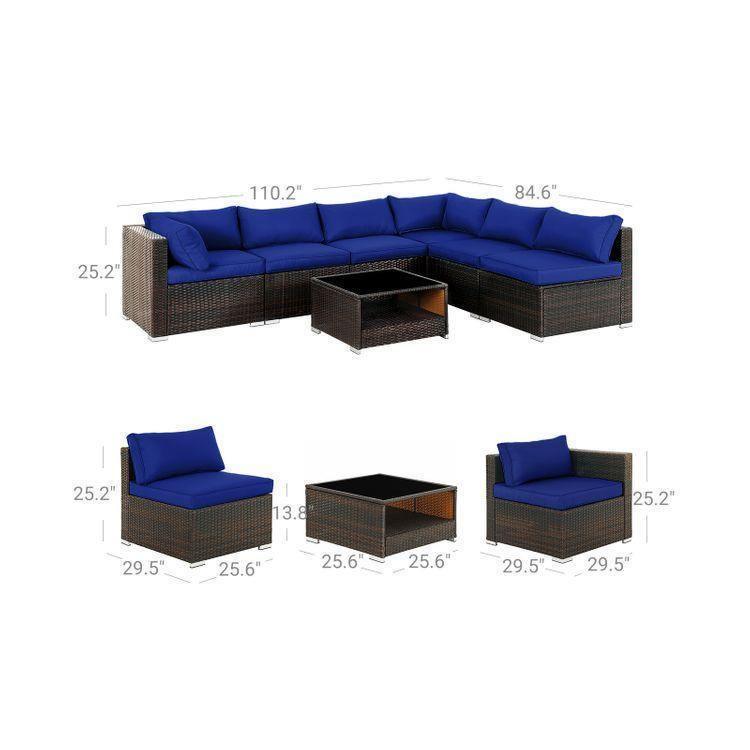 7-Piece Patio Furniture Set Blue FredCo