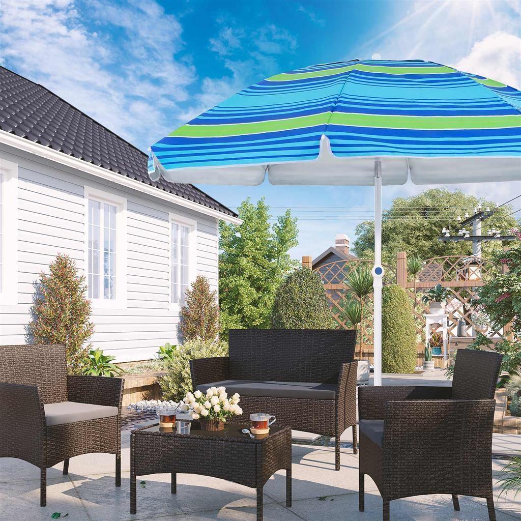 7ft Beach Sun Shade Blue and Green FredCo