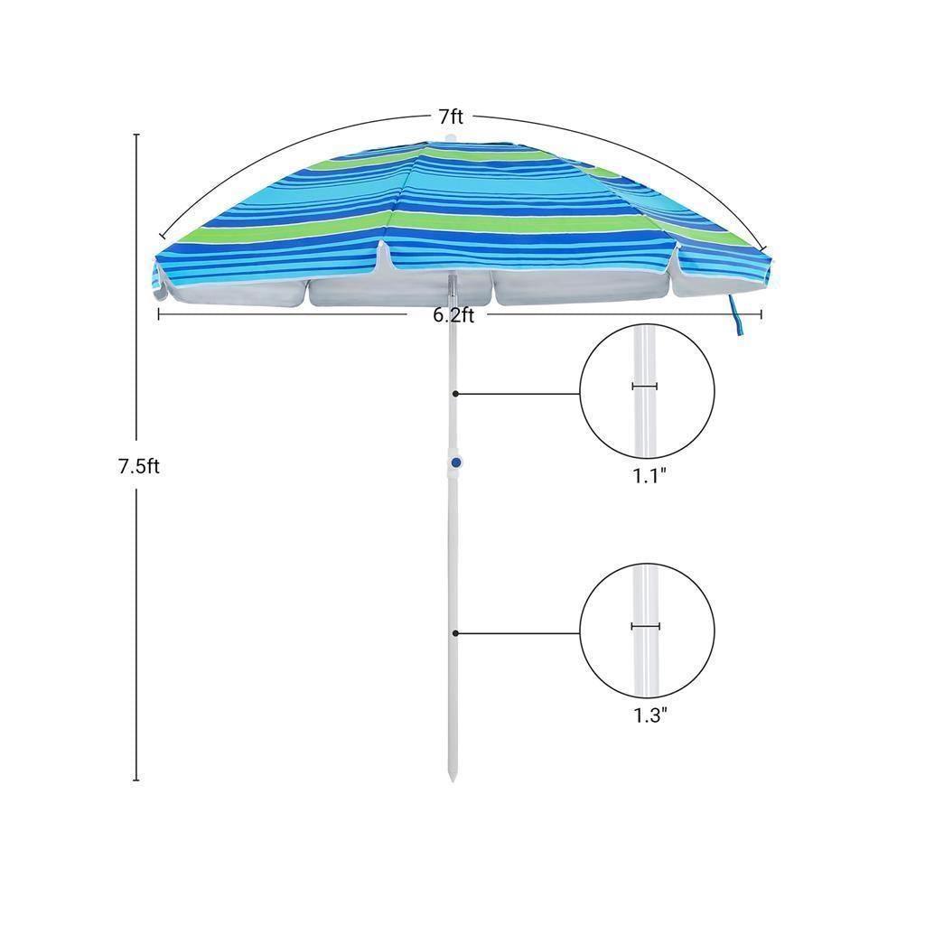 7ft Beach Sun Shade Blue and Green FredCo