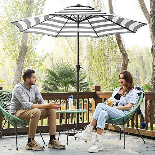 8 Ribs Patio Umbrella Black and White FredCo