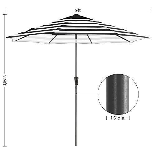 8 Ribs Patio Umbrella Black and White FredCo