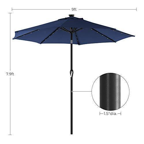 9ft Solar Patio Led Lights Umbrella Navy Blue FredCo