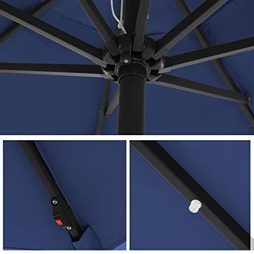 9ft Solar Patio Led Lights Umbrella Navy Blue FredCo