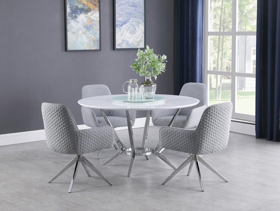 Abby 5-piece Dining Set White and Light Grey 110321-S5 Coaster FredCo
