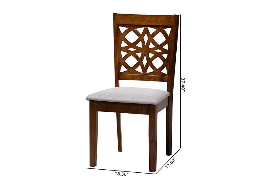 Abigail Modern Grey Fabric and Walnut Brown Finished Wood 2-Piece Dining Chair Set FredCo