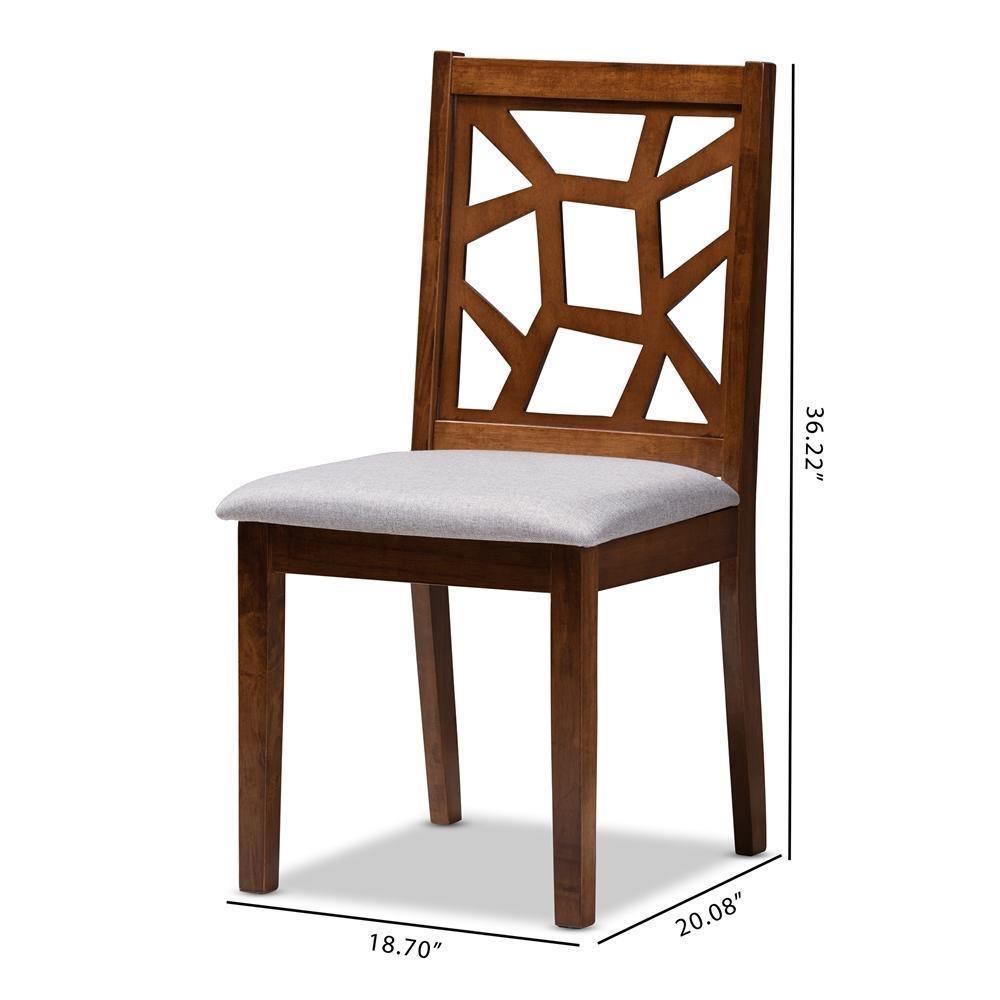 Abilene Mid-Century Grey Fabric Upholstered and Walnut Brown Finished Dining Chair Set FredCo