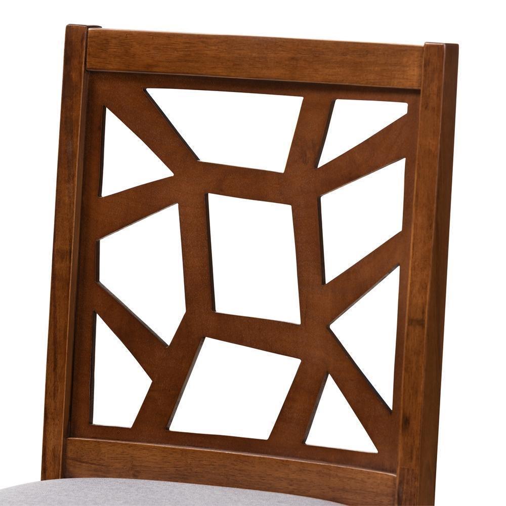 Abilene Mid-Century Grey Fabric Upholstered and Walnut Brown Finished Dining Chair Set FredCo