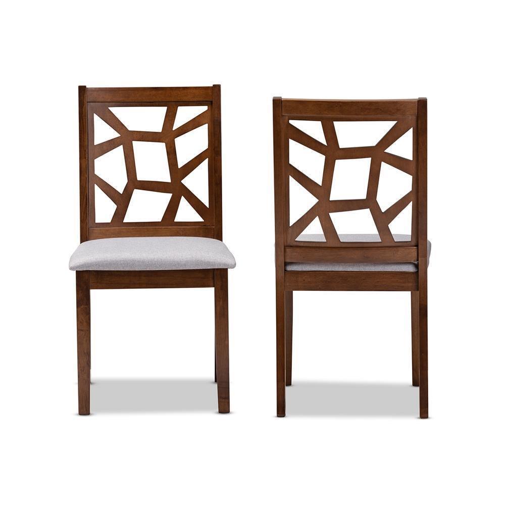 Abilene Mid-Century Grey Fabric Upholstered and Walnut Brown Finished Dining Chair Set FredCo