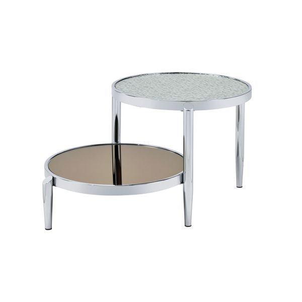 ACME Abbe Coffee Table, Glass & Chrome Finish FredCo