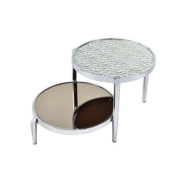 ACME Abbe Coffee Table, Glass & Chrome Finish FredCo