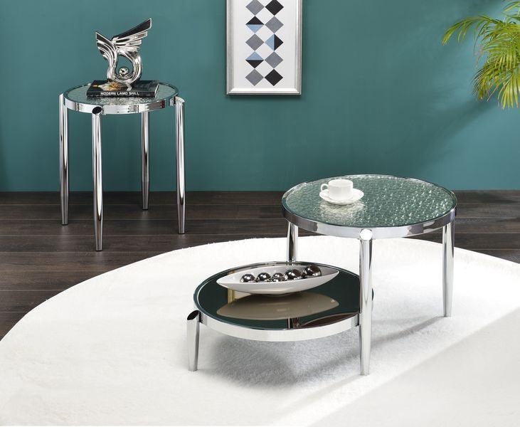 ACME Abbe End Table, Glass & Chrome Finish FredCo