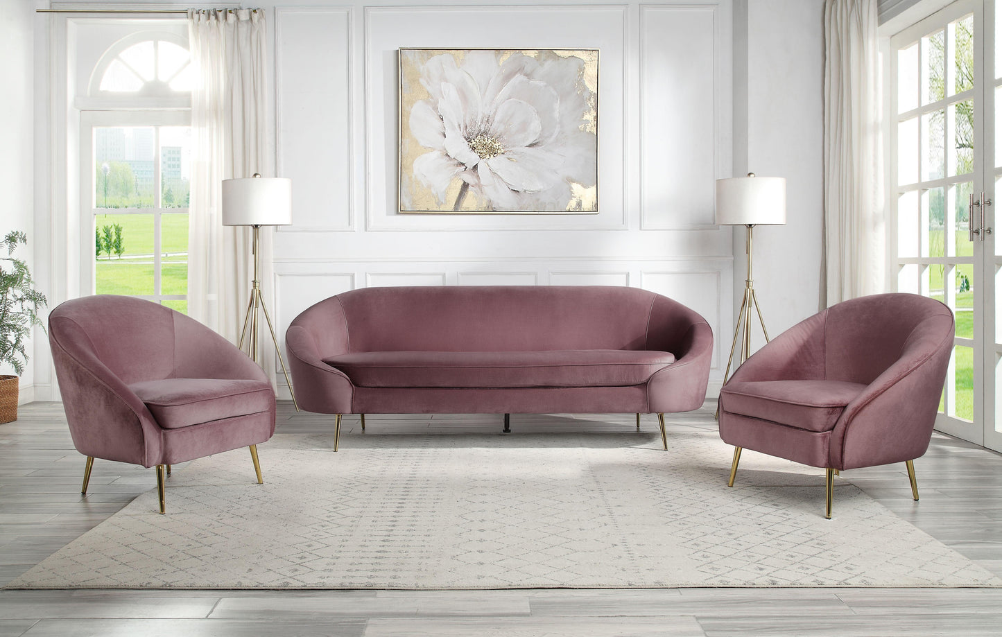 ACME Abey Sofa, Pink Velvet FredCo