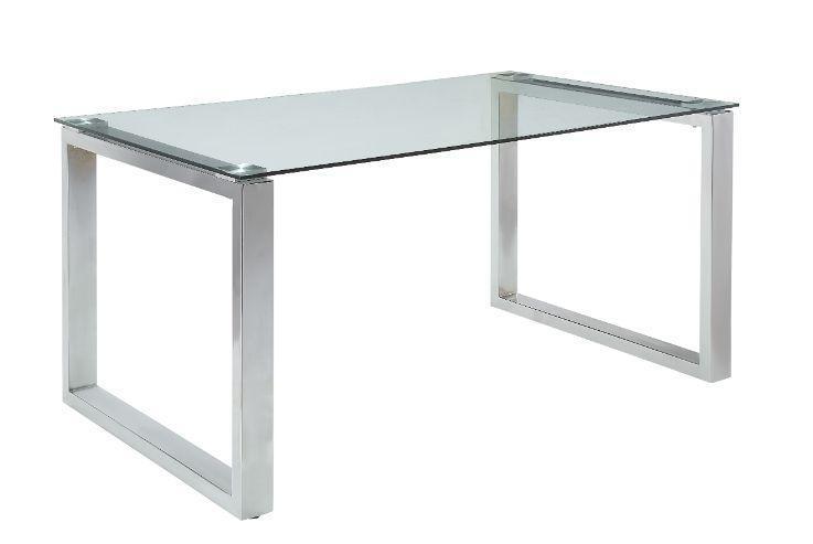 ACME Abraham Dining Table, Clear Glass & Chrome Finish FredCo
