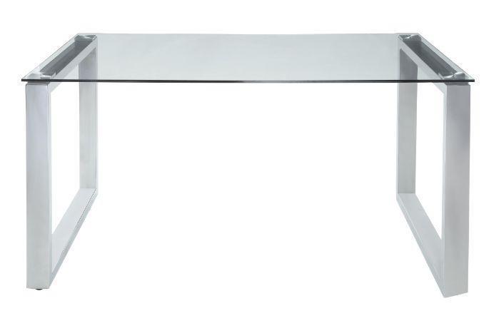 ACME Abraham Dining Table, Clear Glass & Chrome Finish FredCo