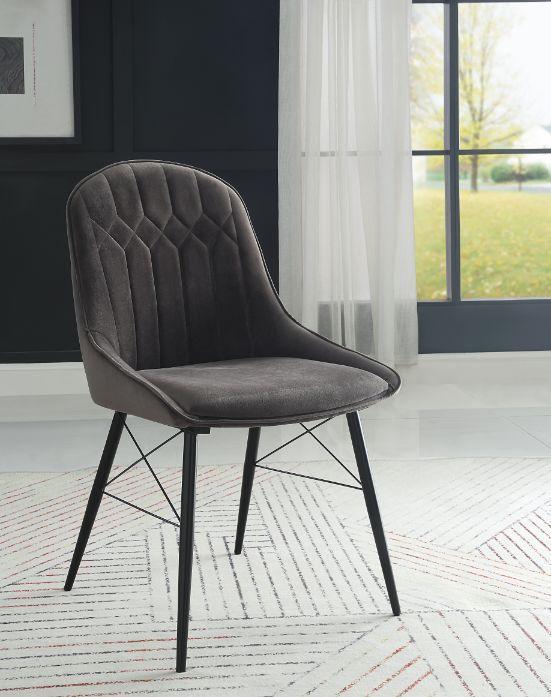 ACME Abraham Side Chair, Gray Fabric & Black Finish FredCo