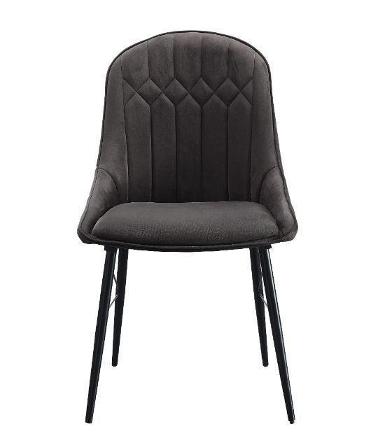 ACME Abraham Side Chair, Gray Fabric & Black Finish FredCo