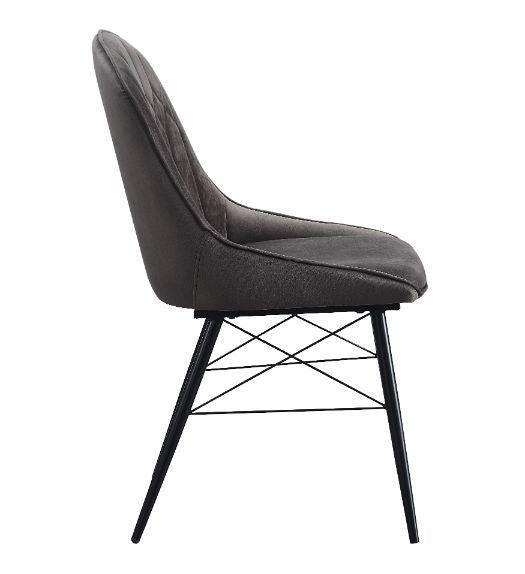 ACME Abraham Side Chair, Gray Fabric & Black Finish FredCo