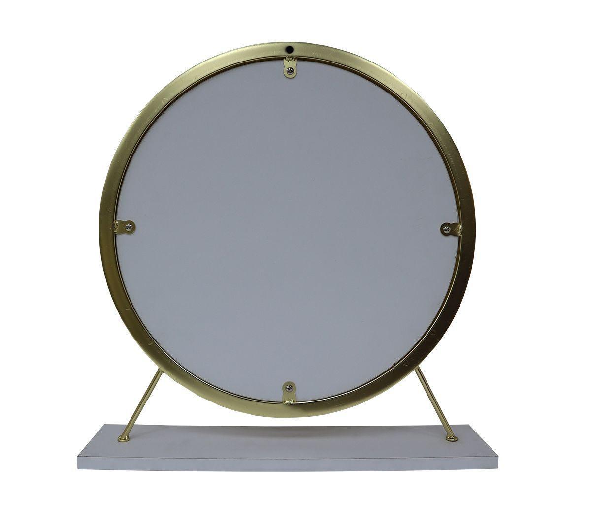 ACME Adao Vanity Mirror & Stool, Faux Fur, Mirror, White & Brass Finish FredCo