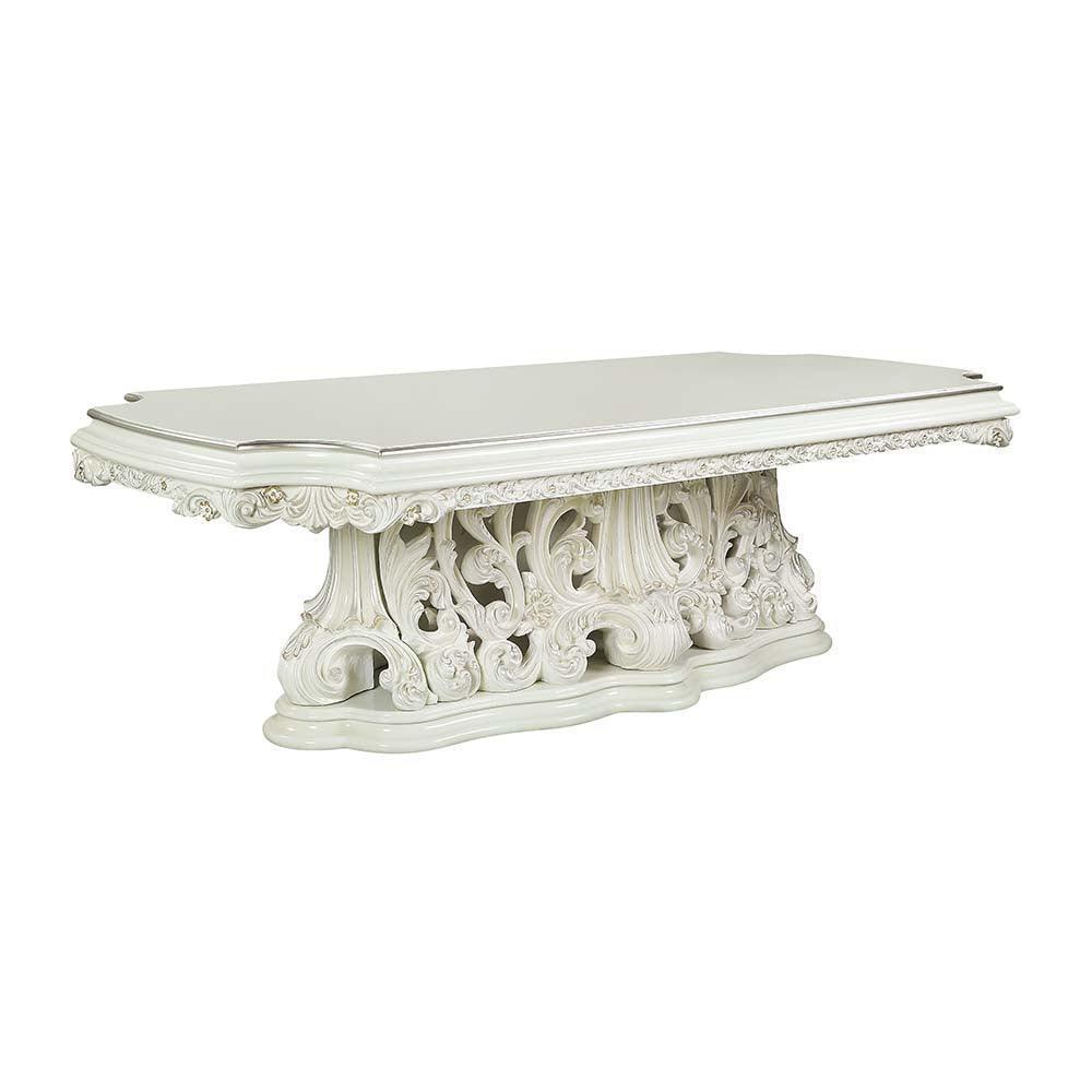 ACME Adara Dining Table , Antique White Finish FredCo