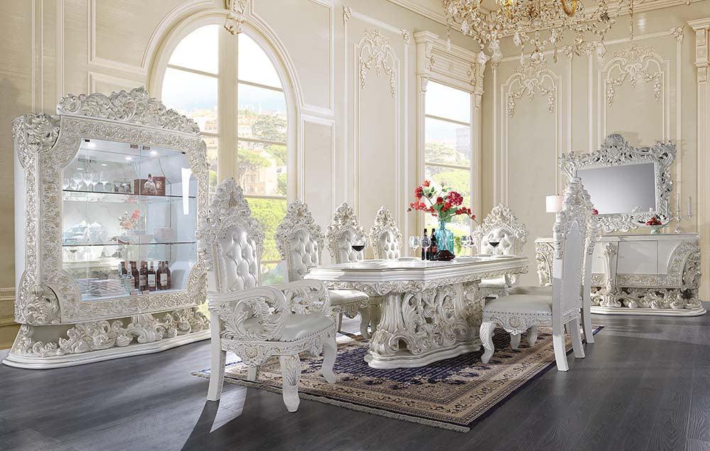 ACME Adara Dining Table , Antique White Finish FredCo