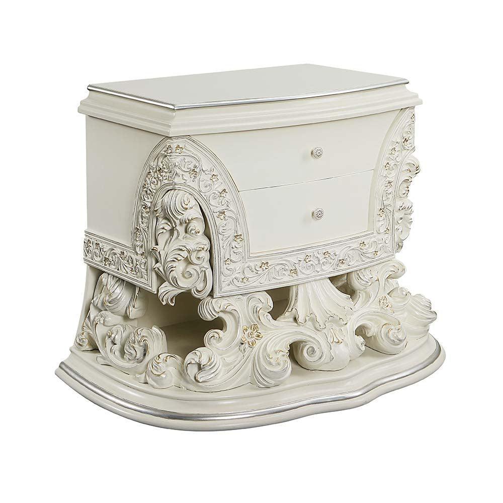 ACME Adara Nightstand, Antique White Finish FredCo