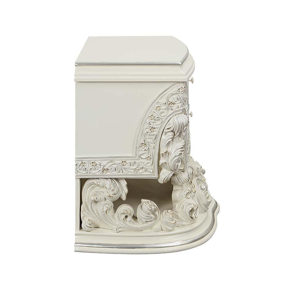 ACME Adara Nightstand, Antique White Finish FredCo
