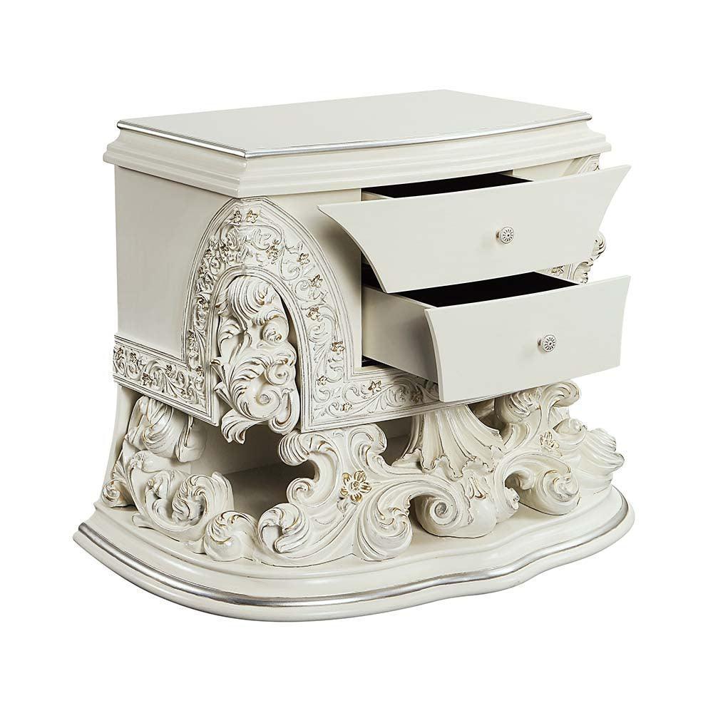 ACME Adara Nightstand, Antique White Finish FredCo