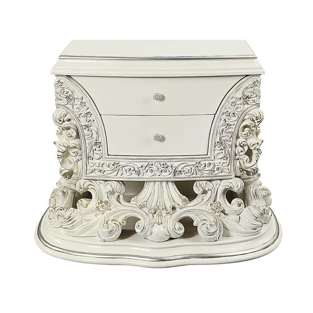 ACME Adara Nightstand, Antique White Finish FredCo