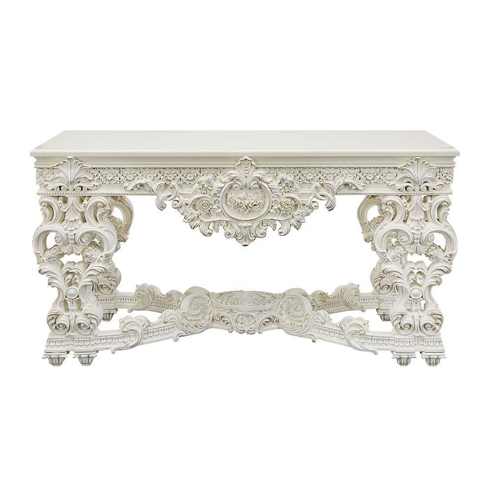 ACME Adara Sofa Table, Antique White Finish FredCo