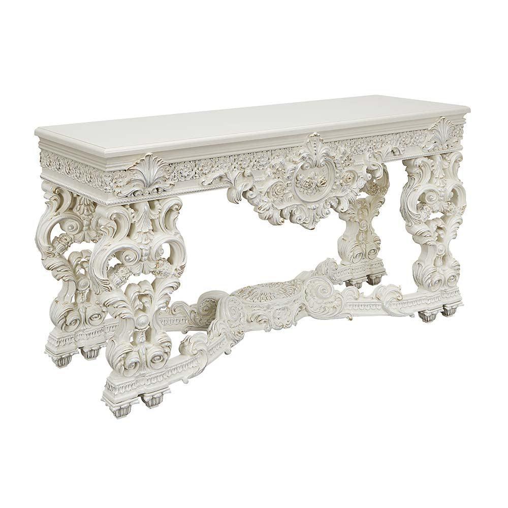 ACME Adara Sofa Table, Antique White Finish FredCo
