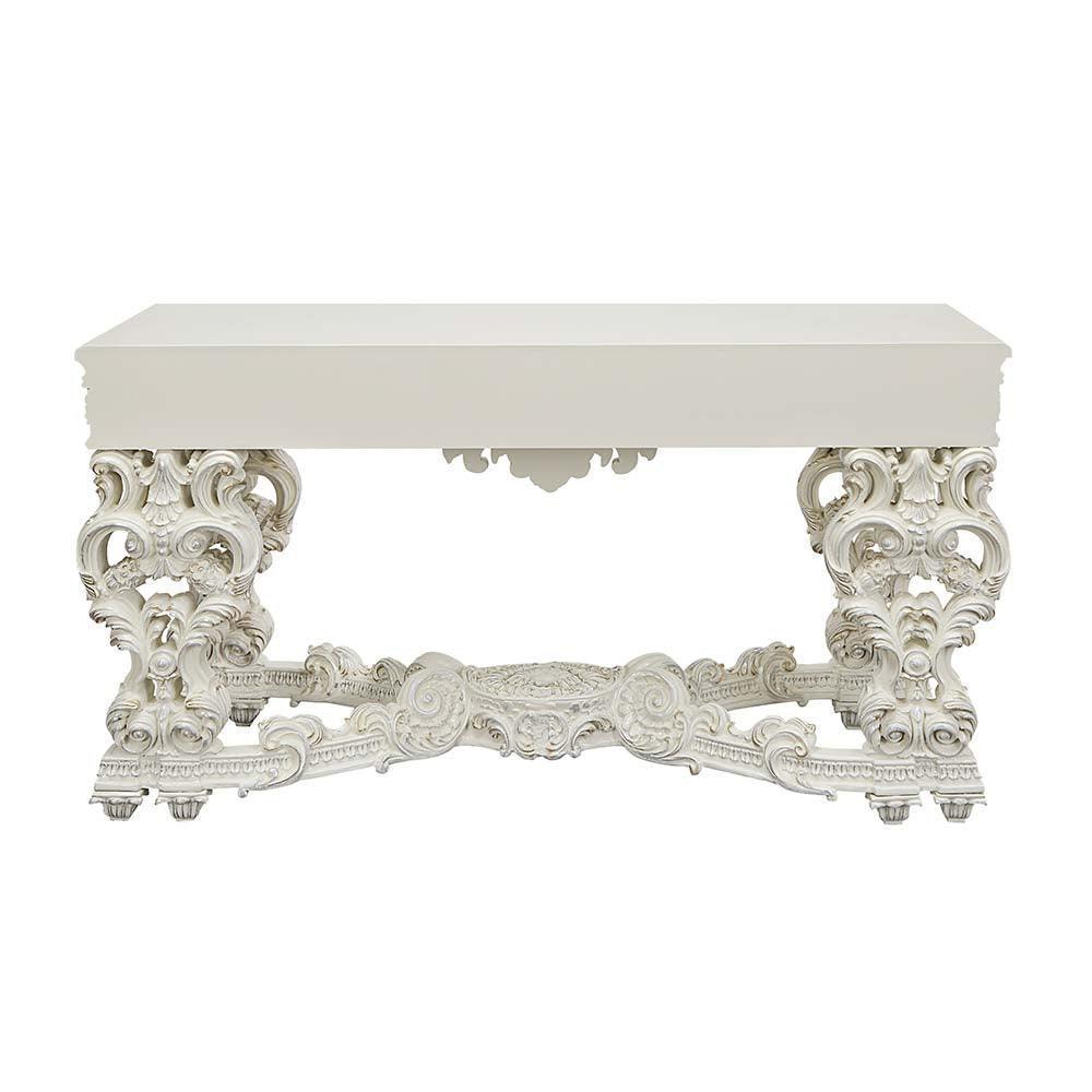 ACME Adara Sofa Table, Antique White Finish FredCo