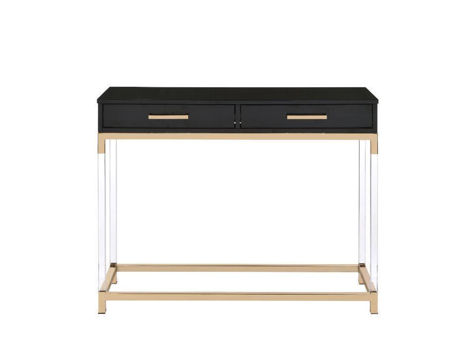 ACME Adiel Console Table, Black & Gold Finish FredCo