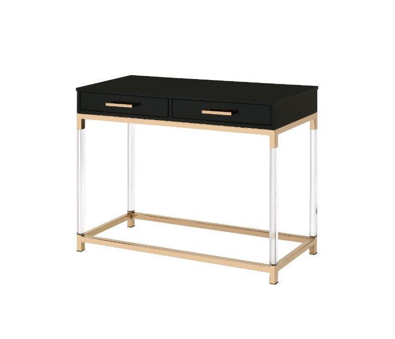 ACME Adiel Console Table, Black & Gold Finish FredCo