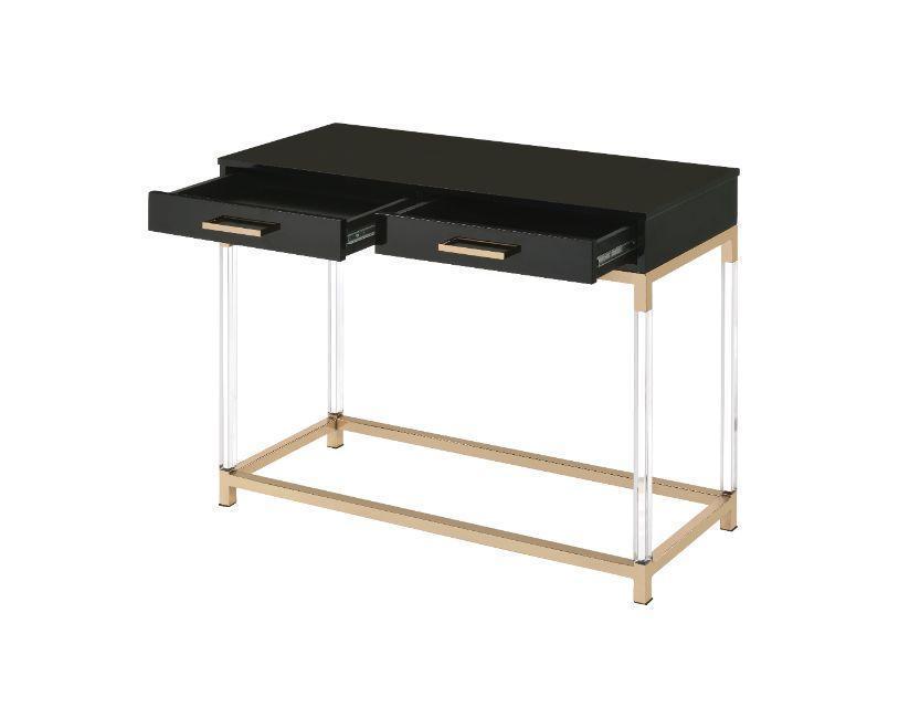 ACME Adiel Console Table, Black & Gold Finish FredCo