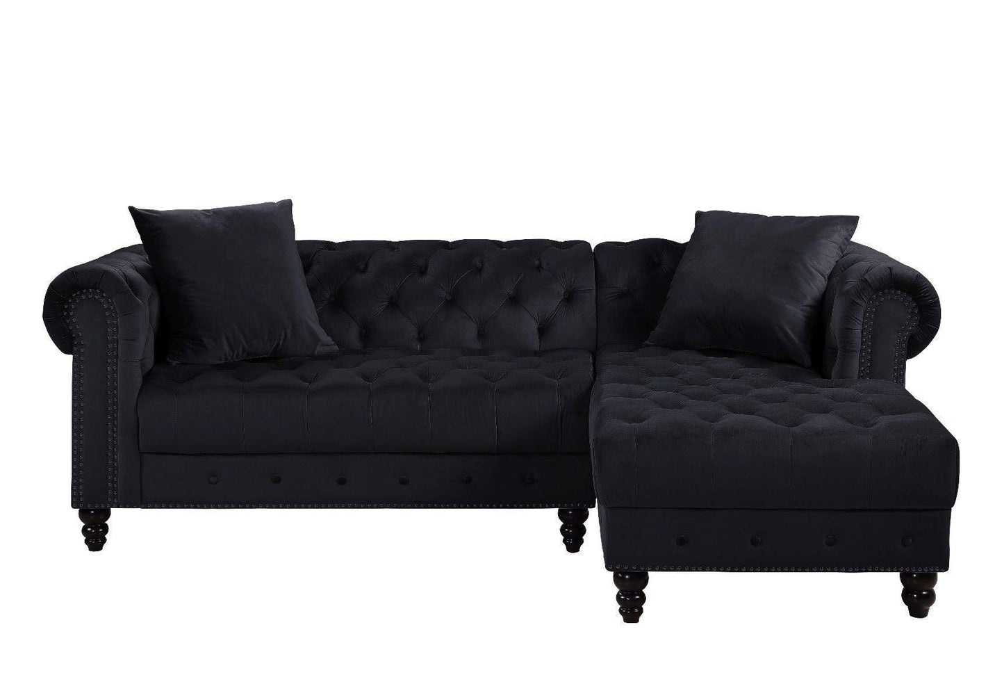 ACME Adnelis Sectional Sofa w/2 Pillows, Black Velvet FredCo