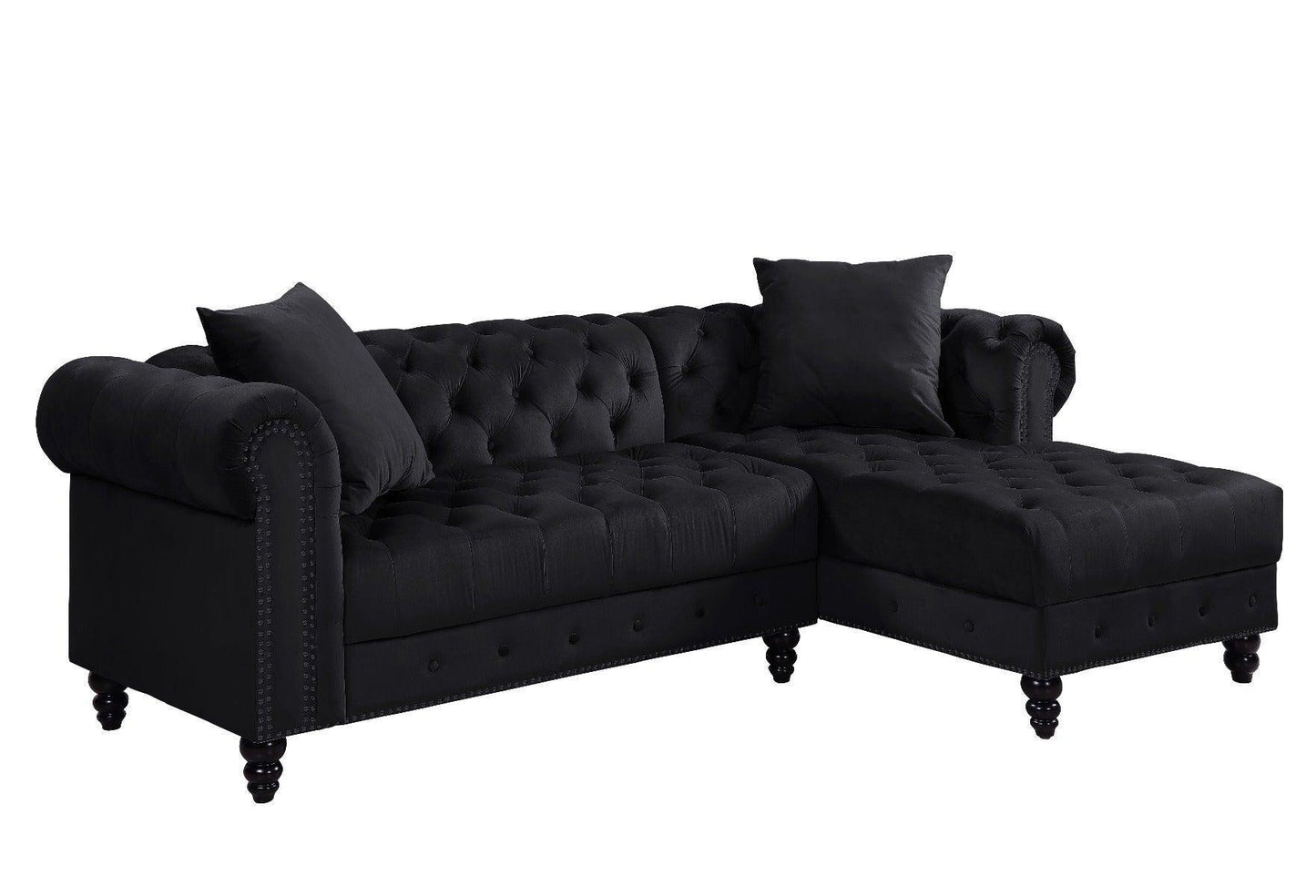 ACME Adnelis Sectional Sofa w/2 Pillows, Black Velvet FredCo