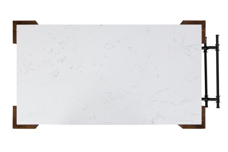 ACME Alaroa Kitchen Island , Marble Top & Rustic Brown Finish FredCo
