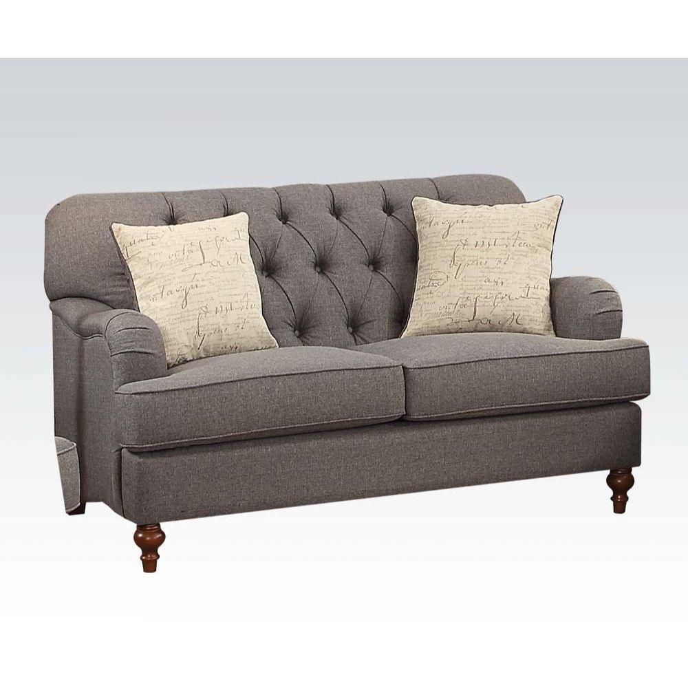ACME Alianza Loveseat w/2 Pillows, Dark Gray Fabric FredCo
