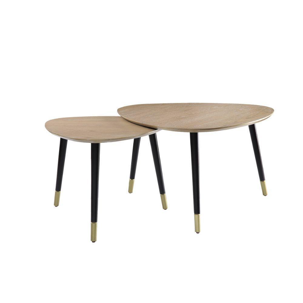 ACME Allison 2Pc Pk Nesting Tables, Natural & Black FredCo