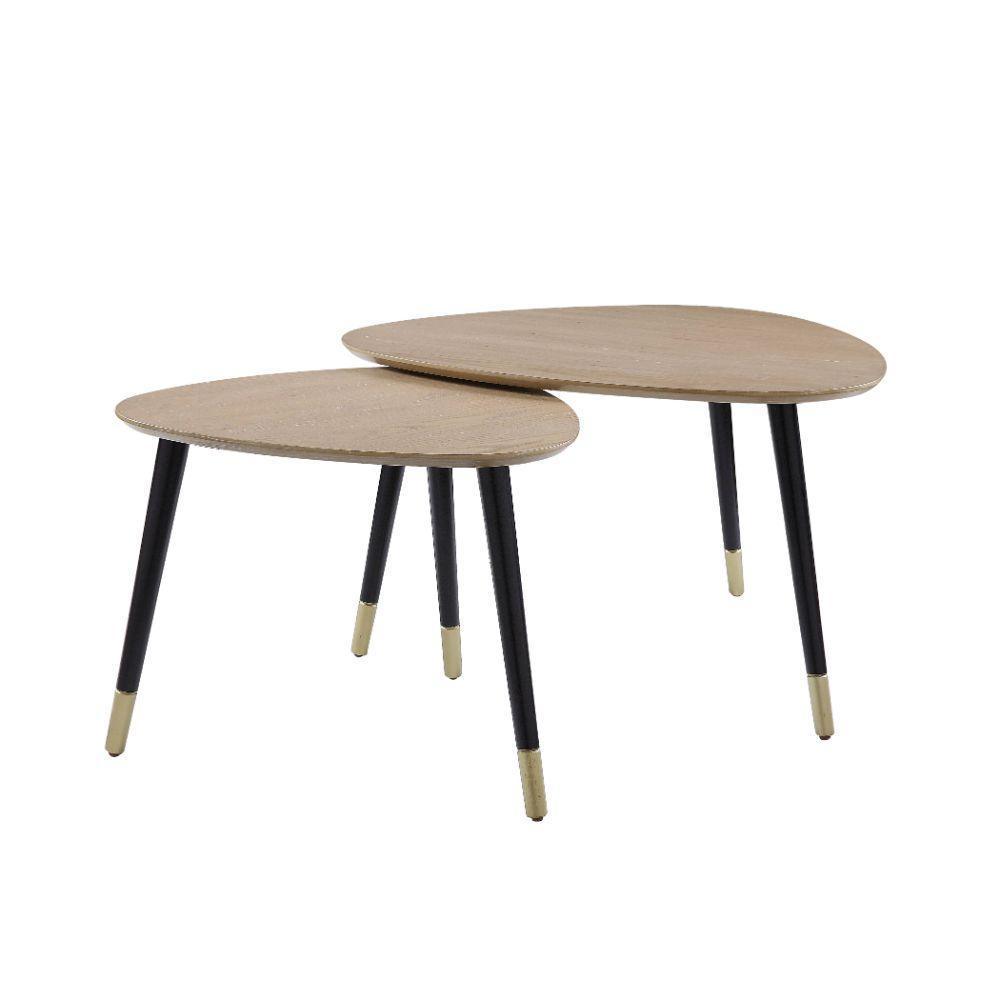 ACME Allison 2Pc Pk Nesting Tables, Natural & Black FredCo