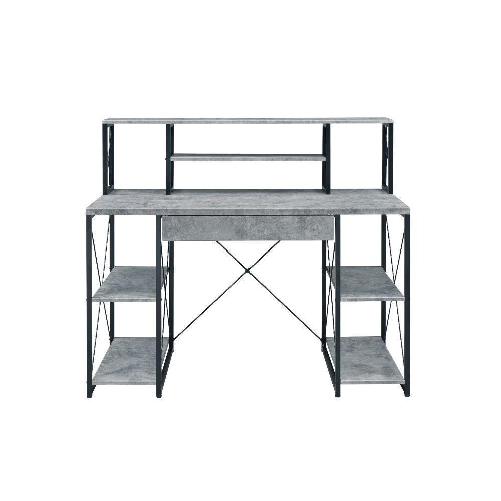 ACME Amiel Music Recording Studio Desk, Faux Concrete & Black FredCo