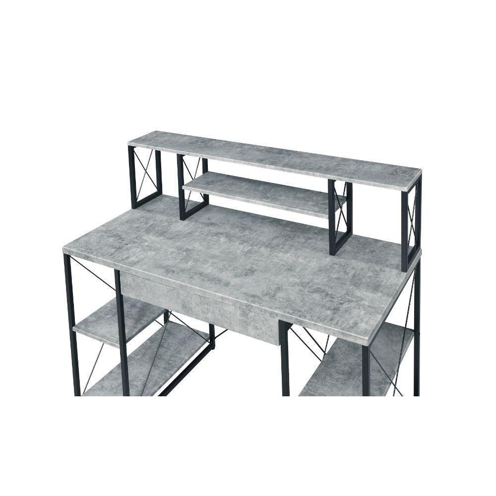 ACME Amiel Music Recording Studio Desk, Faux Concrete & Black FredCo