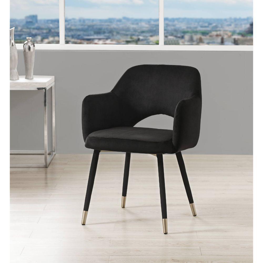 ACME Applewood Accent Chair, Black Velvet & Gold FredCo