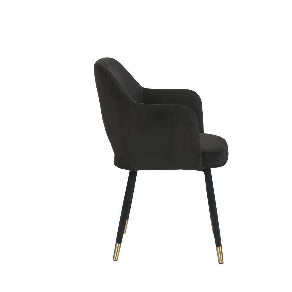 ACME Applewood Accent Chair, Black Velvet & Gold FredCo