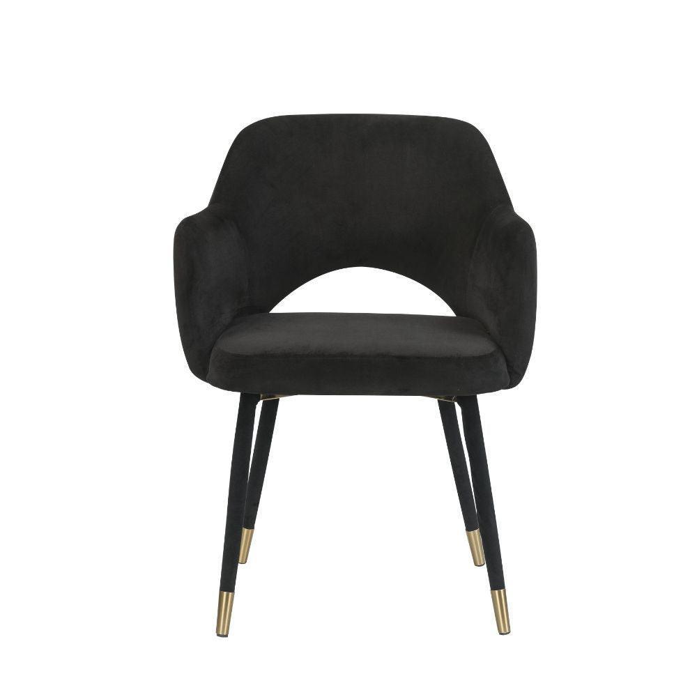ACME Applewood Accent Chair, Black Velvet & Gold FredCo