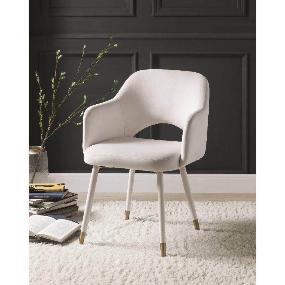 ACME Applewood Accent Chair, Cream Velvet & Gold FredCo