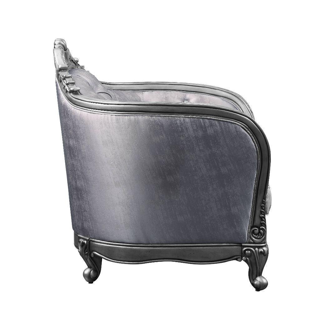 ACME Ariadne Loveseat w/3 Pillows, Fabric & Platinum FredCo