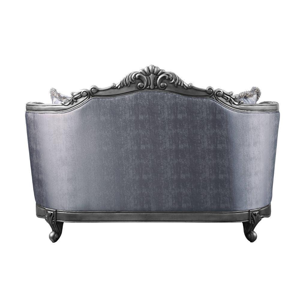ACME Ariadne Loveseat w/3 Pillows, Fabric & Platinum FredCo