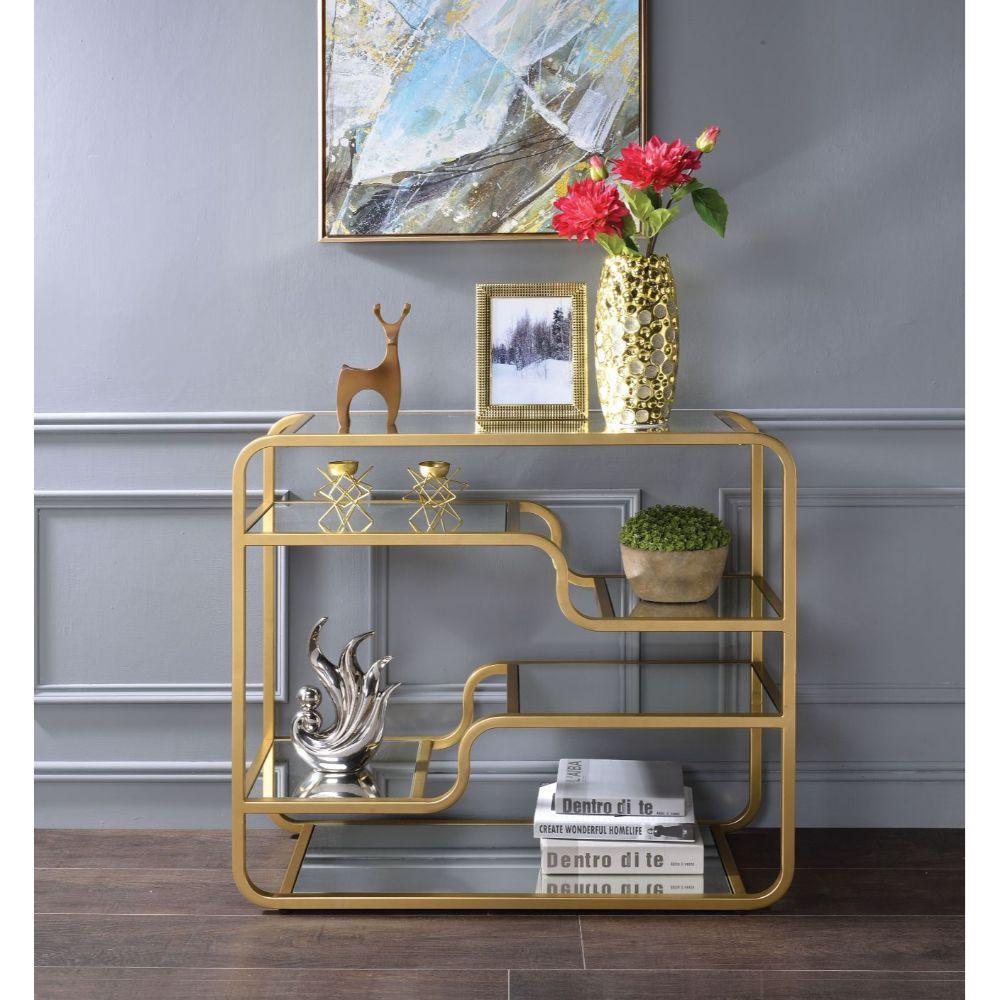 ACME Astrid Sofa Table, Gold & Mirror FredCo