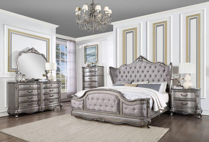 ACME Ausonia Nightstand, Antique Platinum Finish FredCo